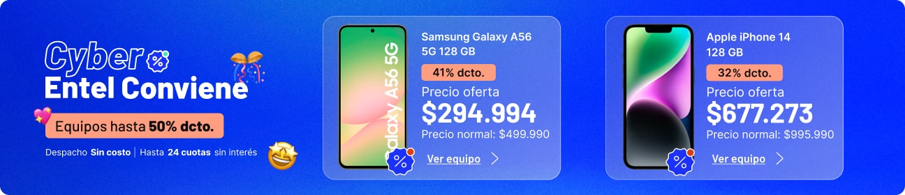Cyber Entel conviene equipos hasta 50% dcto.