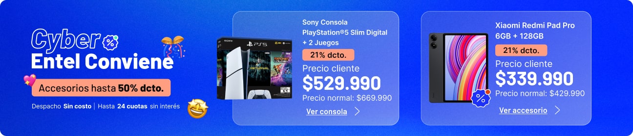 Cyber Entel conviene accesorios hasta 50% dcto.