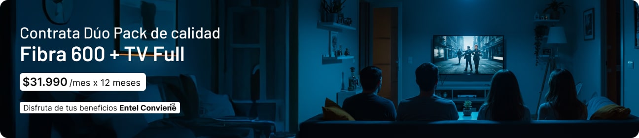 Contrata Dúo pack de calidad Fibra 600 + TV Full