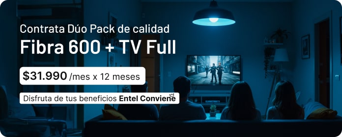 Contrata Dúo pack de calidad Fibra 600 + TV Full