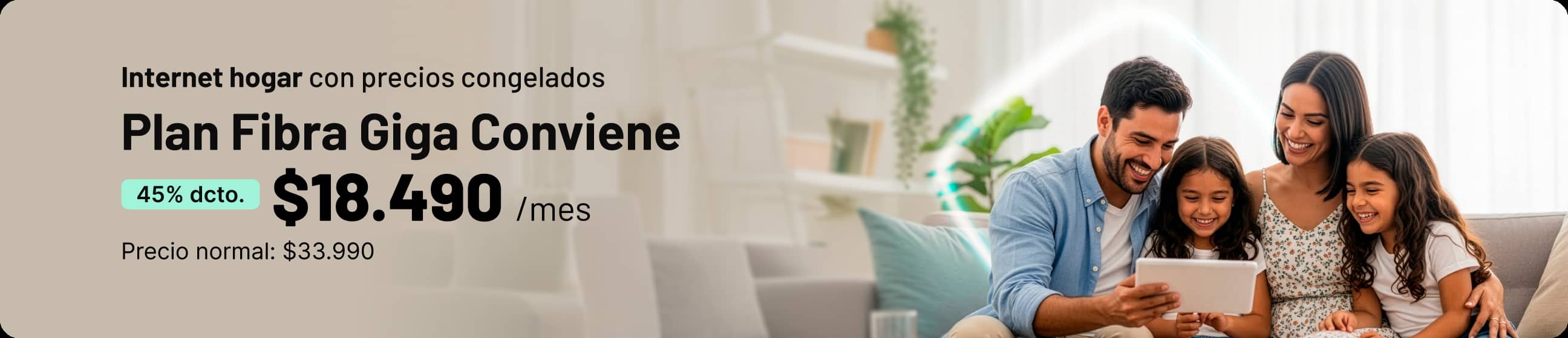 Internet hogar con precios congelados Fibra Giga Coviene