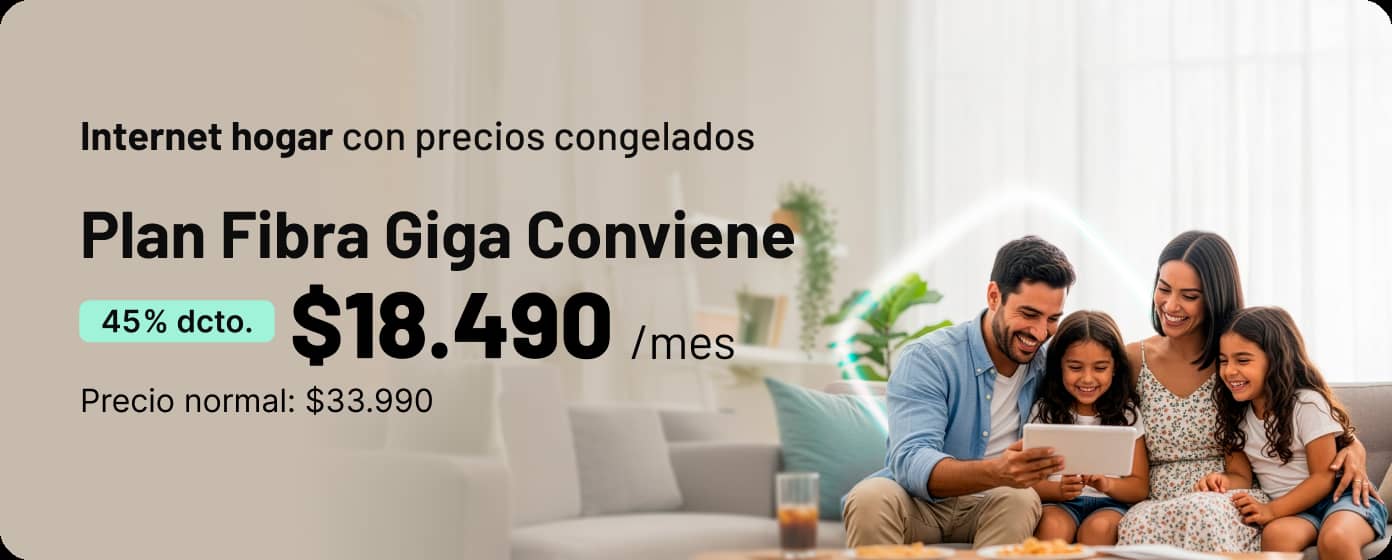 Internet hogar con precios congelados Fibra Giga Coviene