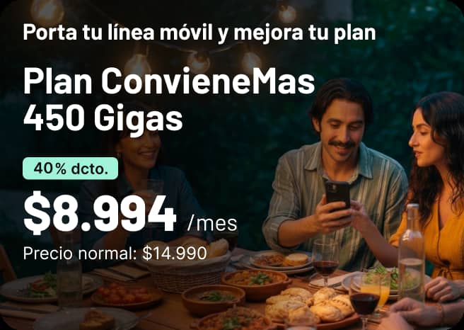Porta tu línea y mejora tu plan Plan ConvieneMas 450 Gigas