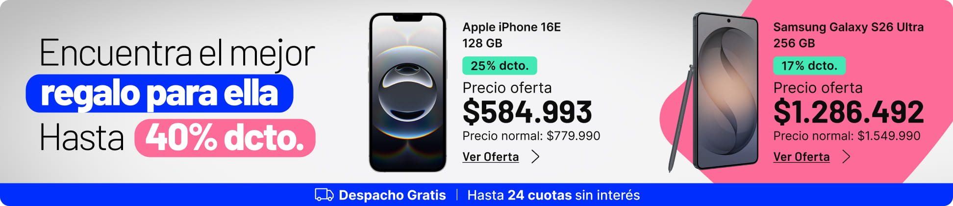 Encuentra el mejor regalo para ella, hasta 40% dcto.