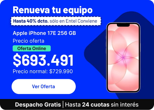 Renueva tu equipo hasta 40% dcto. solo en Entel conviene