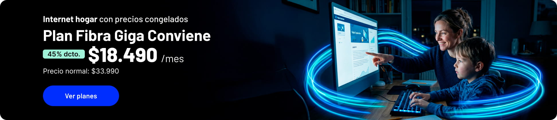 Internet hogar con precios congelados Fibra Giga Conviene