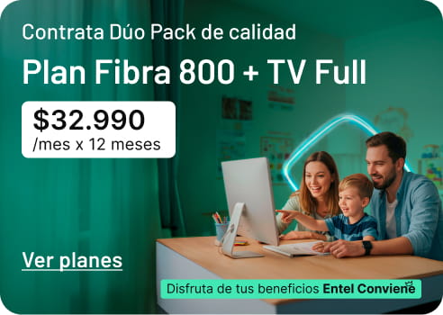 Contrata Dúo pack de calidad Fibra 800 + TV Full