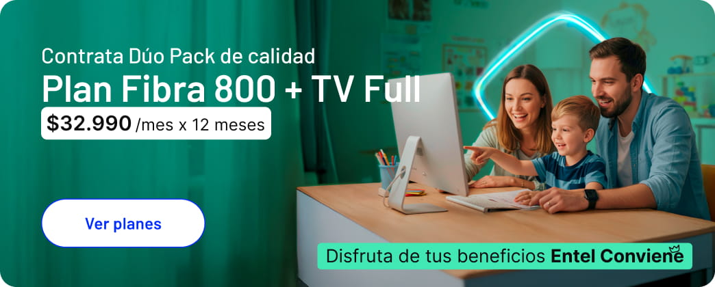 Contrata Dúo pack de calidad Fibra 800 + TV Full