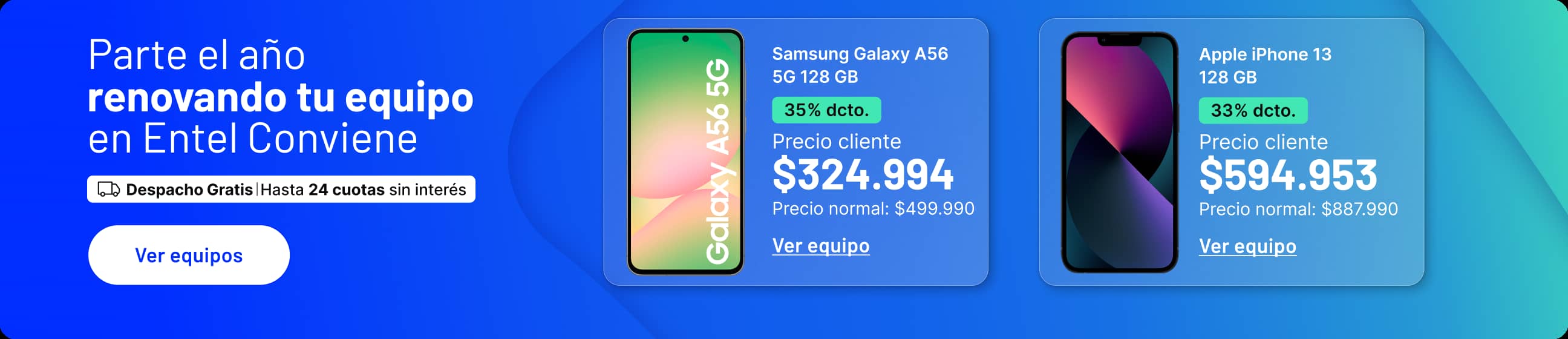 Parte el a&ntilde;o renovando tu equipo en Entel Conviene