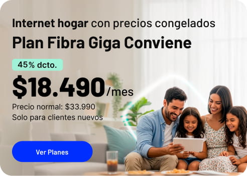 Internet hogar con precios congelados Fibra Giga Conviene