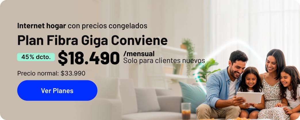 Internet hogar con precios congelados Fibra Giga Conviene