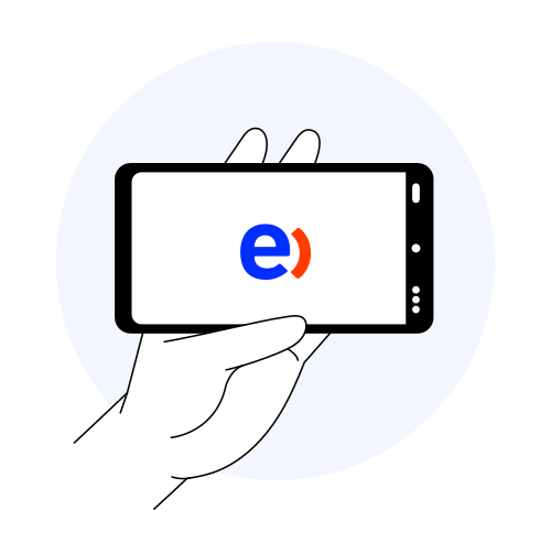 Una mano sosteniendo un celular con el logo de Entel