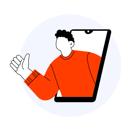Imagen de un personaje saliendo de un celular